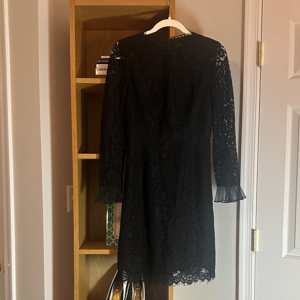 J. Crew Black Lace Long Sleeve Sheath Dress